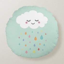 Niedliches Cloud-Regenbogen-Rundpilz-Baby-Kinderzi Rundes Kissen