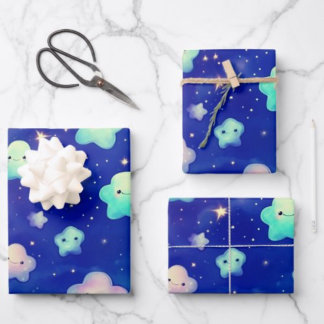 Niedliches Cloud Wrapping Paper Geschenkpapier Set