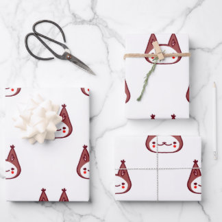 Niedliches Clown Cat Geschenkpapier Set
