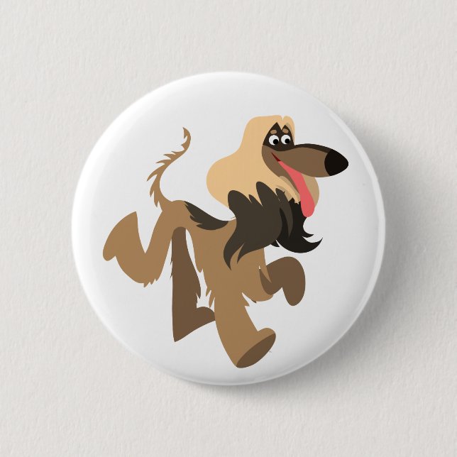 Niedliches Clownsystem-Cartoon afghanisches Hound- Button (Vorderseite)