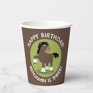 Niedliches Clydesdale Pferd personalisierter Gebur Pappbecher