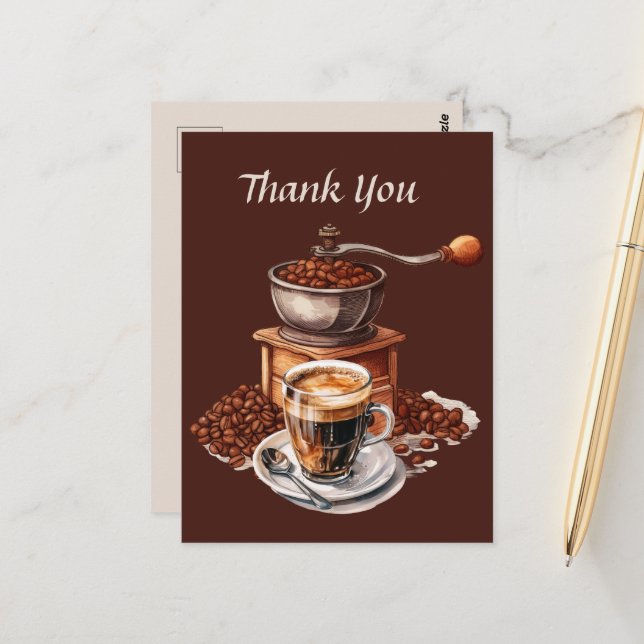 Niedliches Coffee Shop Vielen Dank oder Verkäufer Postkarte (Vorderseite/Rückseite Beispiel)