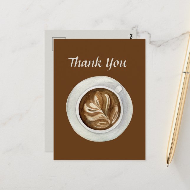 niedliches Coffeeshop oder Verkäufer danken Postkarte (Vorderseite/Rückseite Beispiel)