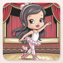Niedliches Comic Ballet Girl Untersetzer Set