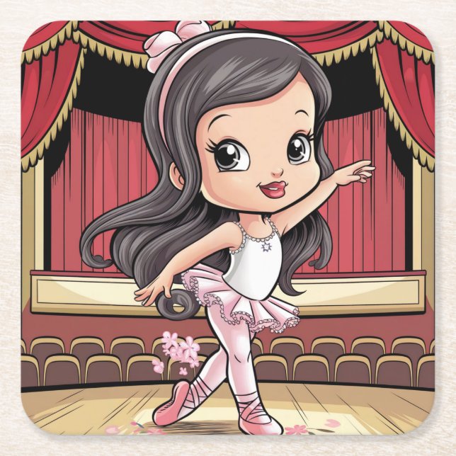 Niedliches Comic Ballet Girl Untersetzer Set (Vorderseite)