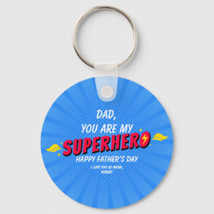 Niedliches Comic Superhero Fathers Day Schlüsselan Schlüsselanhänger