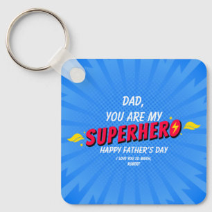 Niedliches Comic Superhero Fathers Day Schlüsselan Schlüsselanhänger