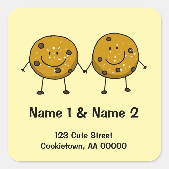 Niedliches Cookie-Adresslabel Quadratischer Aufkleber (Vorderseite)