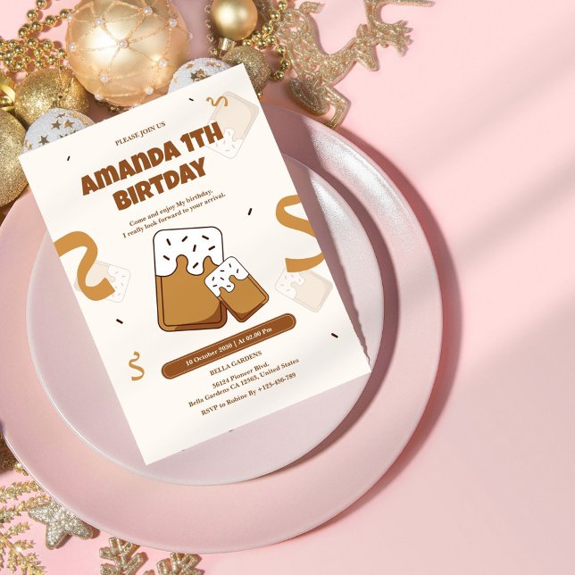 Niedliches Cookie-Thema 1. Geburtstag Einladung (Von Creator hochgeladen)