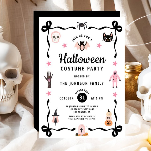 Niedliches Coquette Halloween Party Einladung (Cute Coquette Halloween Costume Party Invitation)