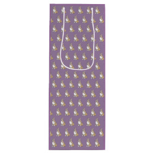 Niedliches Corgi Dog-Muster auf Violet-Hintergrund Geschenktüte Für Weinflaschen