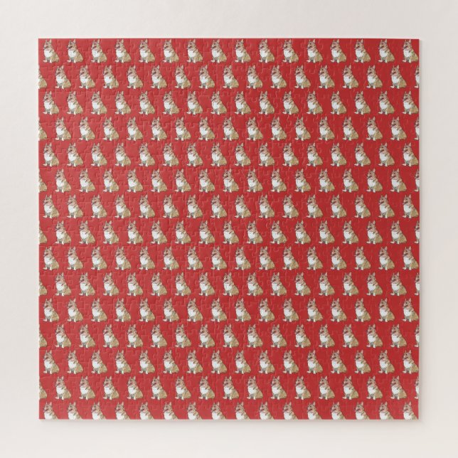 Niedliches Corgi Dog Muster Red Background (Vertikal)