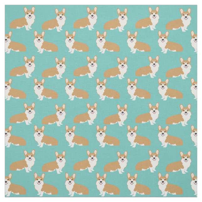 Niedliches Corgi-Gewebe - Minzgrün Stoff (Muster)