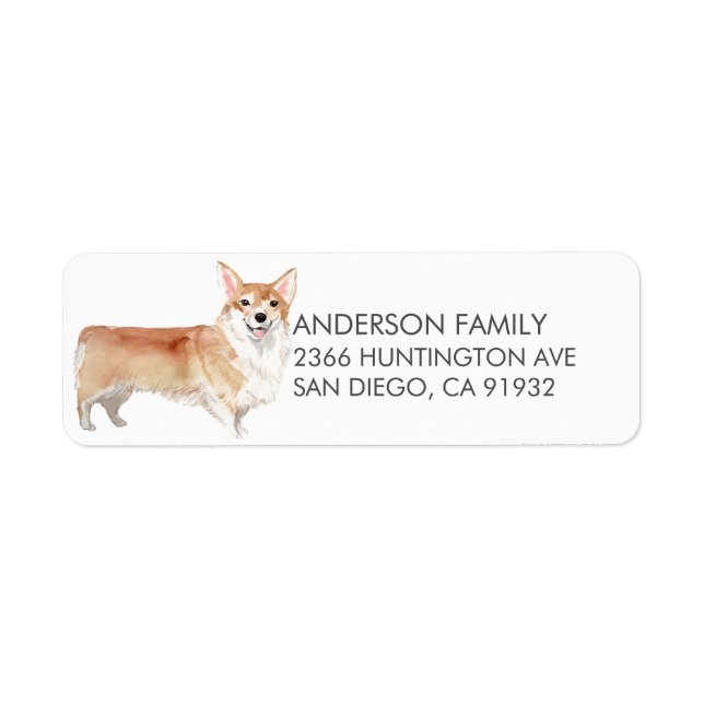 Niedliches Corgi Hund Rücksendeadresse-Etikett (Vorne)