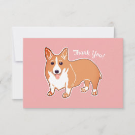 Niedliches Corgi-Rosa-kundenspezifische Ebene Dankeskarte