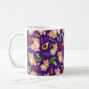 Niedliches Corgi und Gemüse Lebensmittelmuster Lil Kaffeetasse