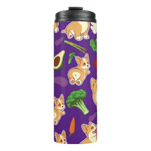 Niedliches Corgi- und Gemüse-Muster Thermosbecher