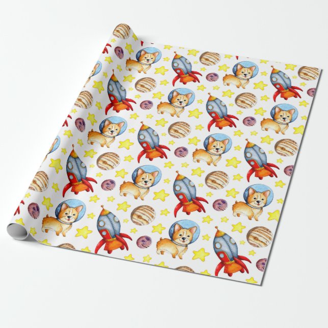 Niedliches Corgi Wrapping Paper Geschenkpapier (Ungerollt)