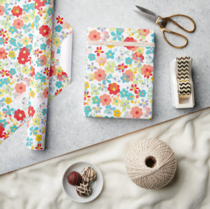 Niedliches Cornflora Rosa Aqua Geschenkpapier