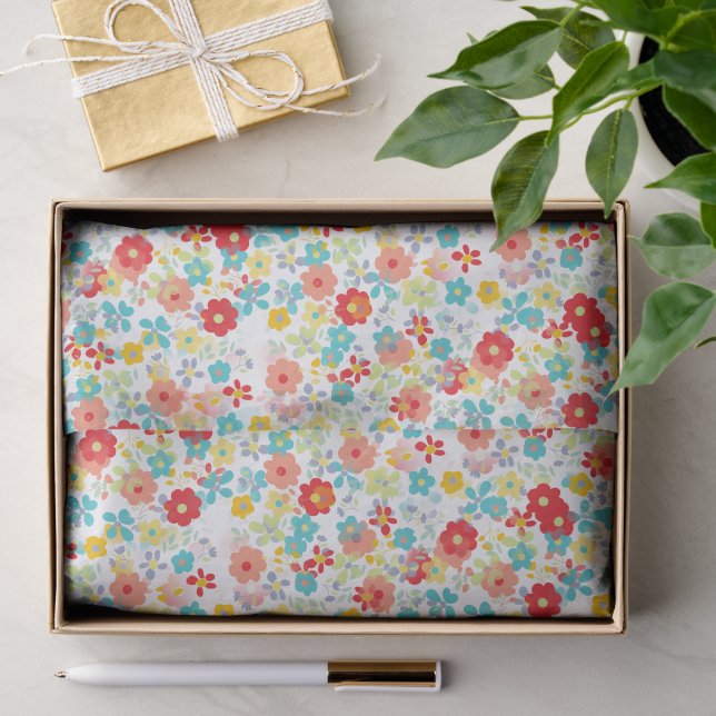 Niedliches Cornflora Rosa Aqua Seidenpapier (Geschenk)