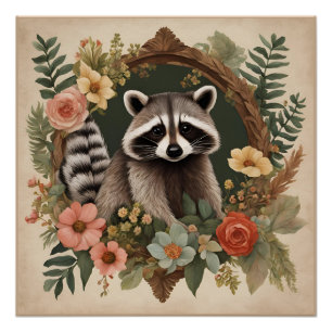 Niedliches Cottage-Raccoon Poster