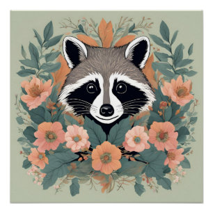 Niedliches Cottage-Raccoon Poster