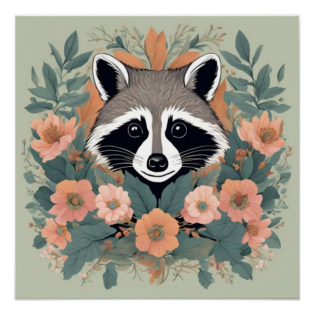 Niedliches Cottage-Raccoon Poster (Vorderseite)