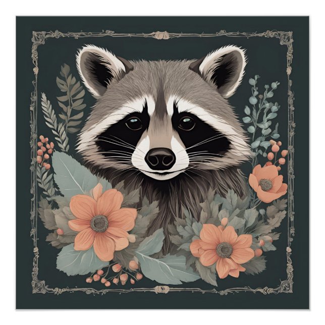 Niedliches Cottage-Raccoon Poster (Vorderseite)