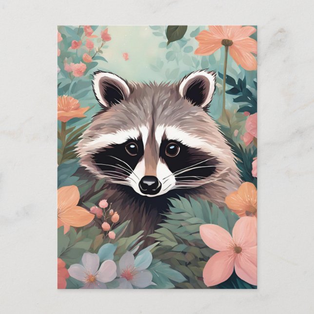 Niedliches Cottage-Raccoon Postkarte (Vorderseite)