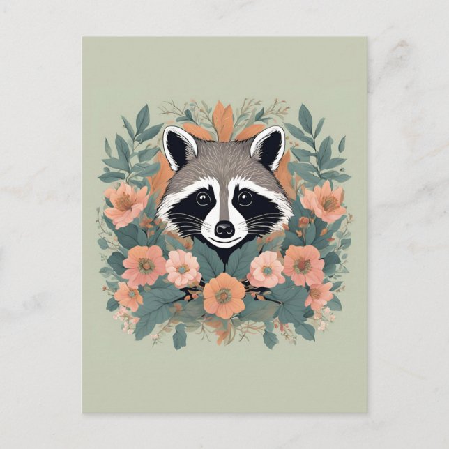 Niedliches Cottage-Raccoon Postkarte (Vorderseite)