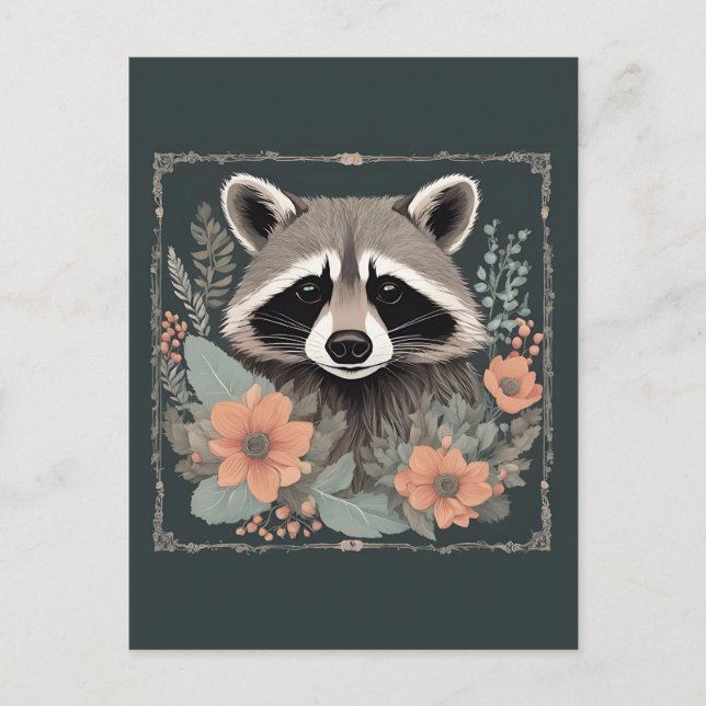 Niedliches Cottage-Raccoon Postkarte (Vorderseite)