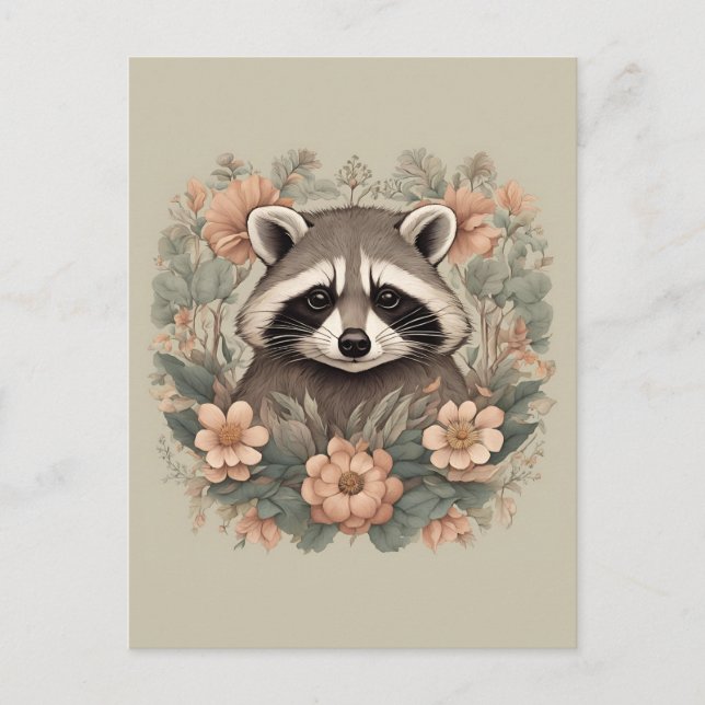Niedliches Cottage-Raccoon Postkarte (Vorderseite)