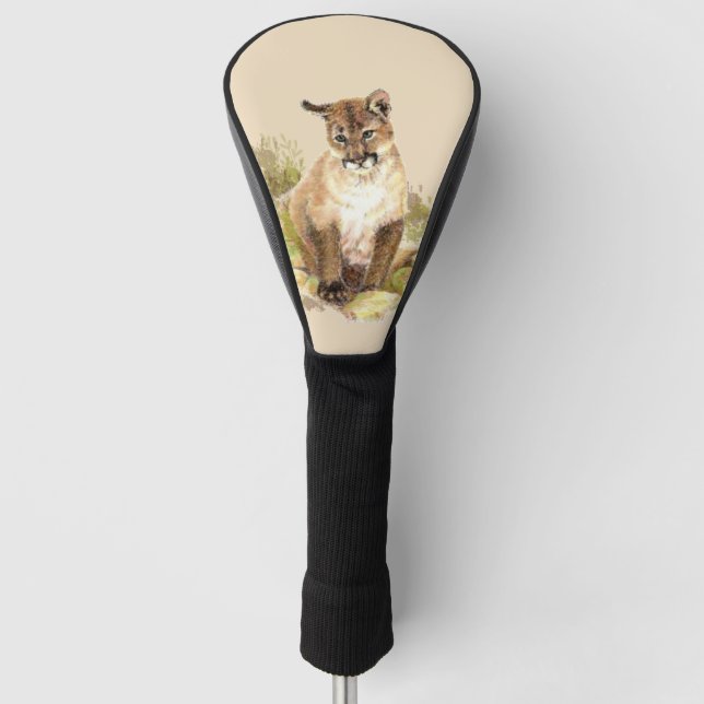 Niedliches Cougar Mountain Löwe Katzenkätzchen Was Golf Headcover (Vorderseite)