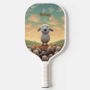 Niedliches Country Cloud Fluffy Sheep Monogram Pickleball Schläger