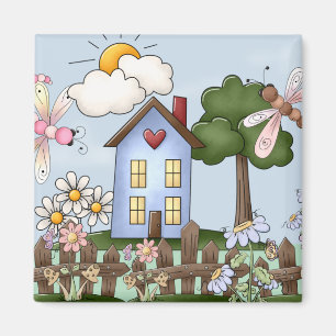 Niedliches Country Folk Art Picture Magnet