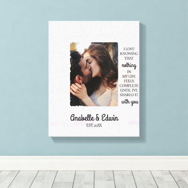 Niedliches Couple Custom Foto Leinwanddruck (Insitu (Holzboden))