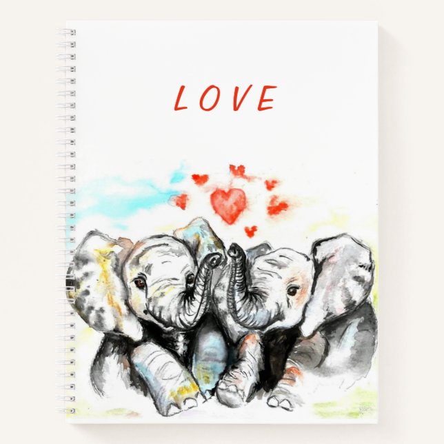 Niedliches Couple Elephant Notebook Notizbuch (Vorderseite)