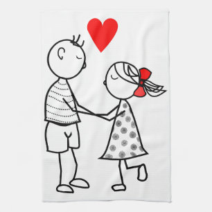 Niedliches Couple Kitchtuch Liebe Geschirrtuch