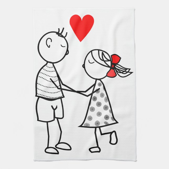 Niedliches Couple Kitchtuch Liebe Geschirrtuch (Vertikal)