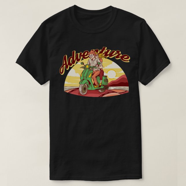 Niedliches Couple Riding a Scooter 1 T-Shirt (Design vorne)