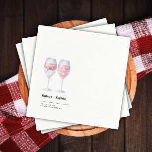 Niedliches Couple Wedge Wine Glass Weiß Minimalist Serviette