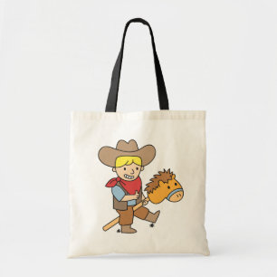 Niedliches Cowboyreiten auf einem Pferdestock Tragetasche