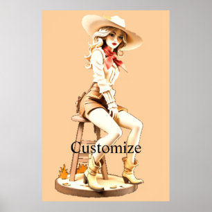 Niedliches Cowgirl sitzend Thunder_Cove Poster