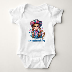 Niedliches Cowgirl-Training für anpassbare Mädchen Baby Strampler