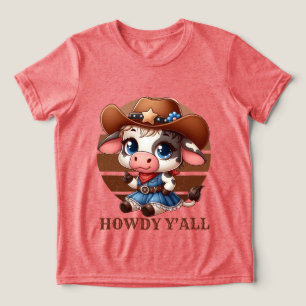 Niedliches Cowgirl, wie man Text Land hinzufügen Tri-Blend Shirt