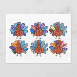 Niedliches Crayon Turkeys Kinder Kunst Postkarte