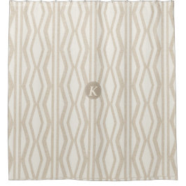 Niedliches Cream Linen Mit Monogramm geometrisches Duschvorhang