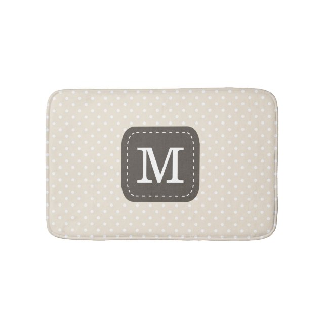 Niedliches Creme Beige Polka Dot Muster Custom Mon Badematte (Vorderseite)