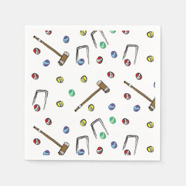 Niedliches Croquet Party HandIllustrierte Rasenspi Serviette