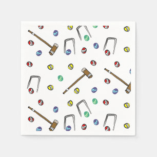 Niedliches Croquet Party HandIllustrierte Rasenspi Serviette